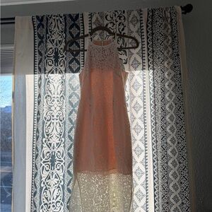 Keepsake Lace Halter Midi Dress Cream Nude Floral XS